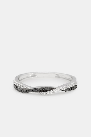 Bague noir et blanc  - Or blanc, diamants blancs et noirs