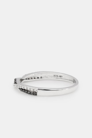 Bague noir et blanc  - Or blanc, diamants blancs et noirs
