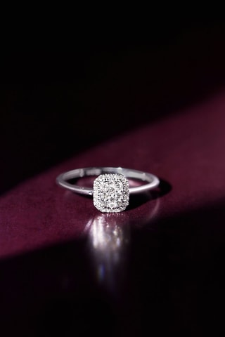 Bague Solitaire Regina - Or blanc et diamants