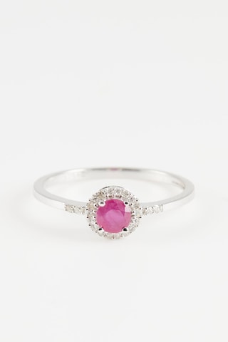 Bague Rond de Rubis - Or blanc, diamants et rubis