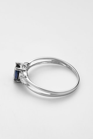 Bague Tara - Or blanc, diamants et saphir