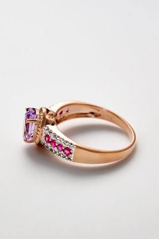 Bague Octavie - Or rose, topazes, rubis et améthyste