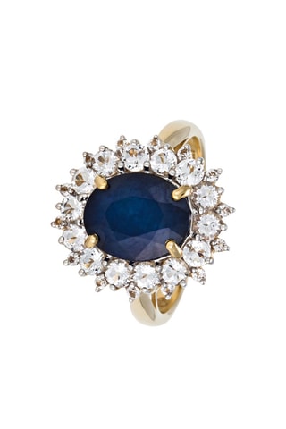 Bague Soleil Bleu - Or jaune, topazes et saphir