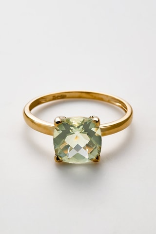 Bague Prasiolite Unique - Or jaune et améthyste