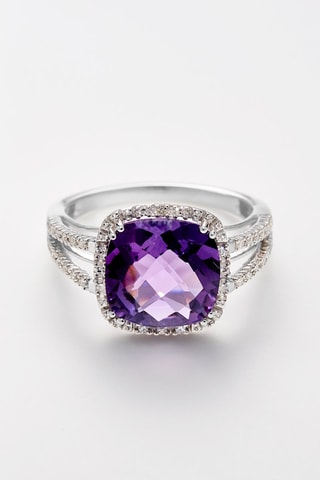 Bague Divine Améthyste  -  Or blanc, diamants et améthyste