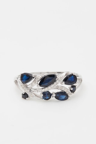 Bague Floral saphir - Or blanc, diamants et saphirs