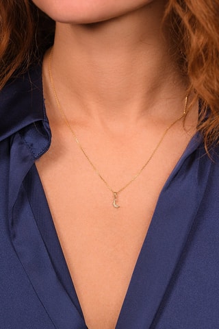 Pendentif Diamond moon - Or jaune et diamants