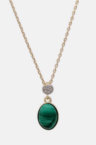 Collier - Or jaune, diamants et malachite