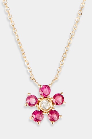 Collier Camélia - Or jaune, diamant et rubis