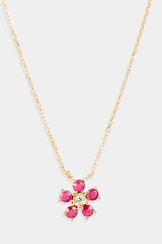 Collier Camélia - Or jaune, diamant et rubis