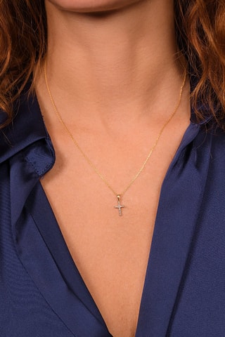Pendentif Croix du bonheur  - Or jaune et diamants