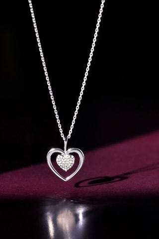 Pendentif Cœur Tendresse  - Or blanc et diamants
