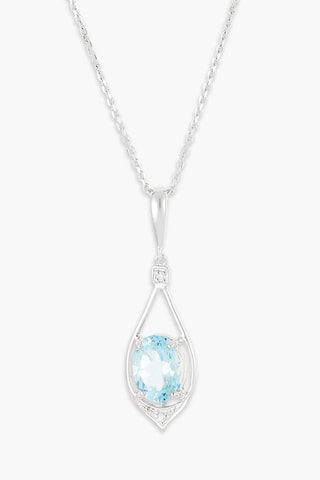 Pendentif Brillant -  Or blanc, diamants et topaze