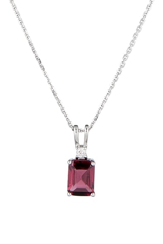 Pendentif Carré de rhodolite - Or blanc, diamant et rhodolite