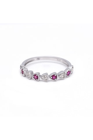 Bague Évangéline - Or blanc, diamants et rubis