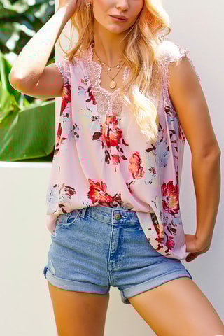 Top Rosa maquilhagem e azul-celeste