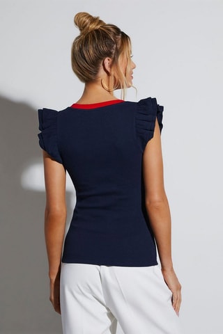 Top - Azul-marinho e vermelho