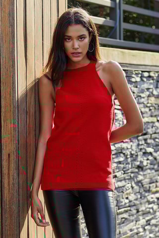 Top de lã Vermelho