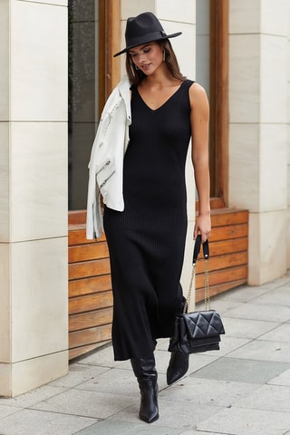Vestido em lã Preto