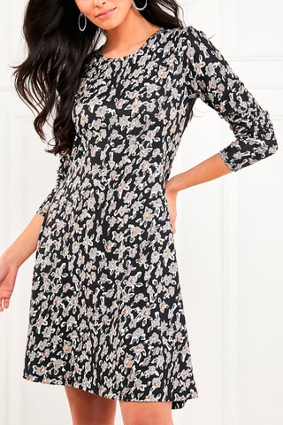 Vestido florido Preto e cinzento claro mesclado