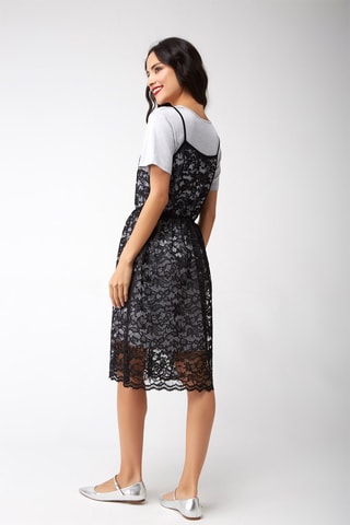 Vestido midi Cinzento e preto