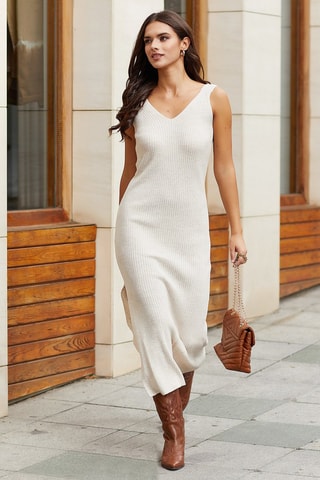 Vestido em lã Bege
