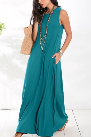 Vestido comprido - Azul-petróleo