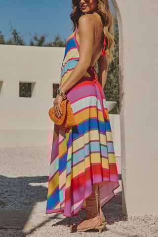 Vestido comprido - Vermelho e amarelo