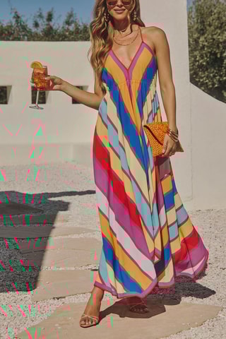 Vestido comprido - Vermelho e amarelo