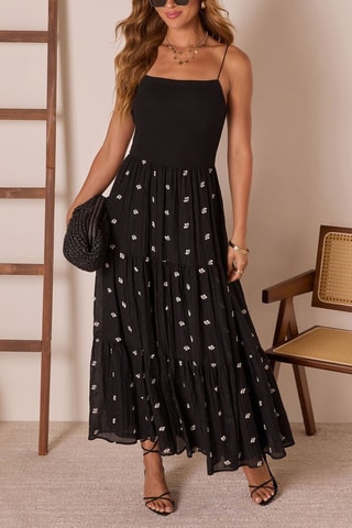 Vestido com folhos - Preto