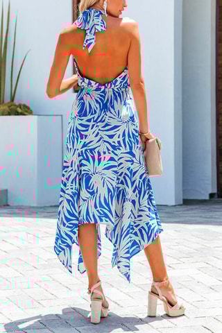 Vestido comprido Azul e branco