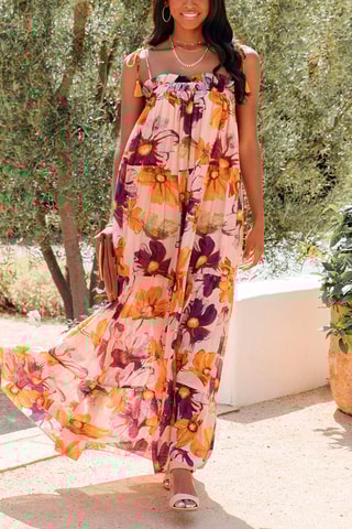 Vestido comprido Mostarda e violeta