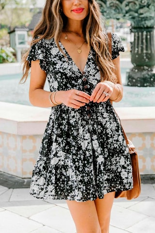 Vestido estilo patinadora Preto e branco
