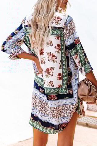 Vestido-camisa Cru e azul