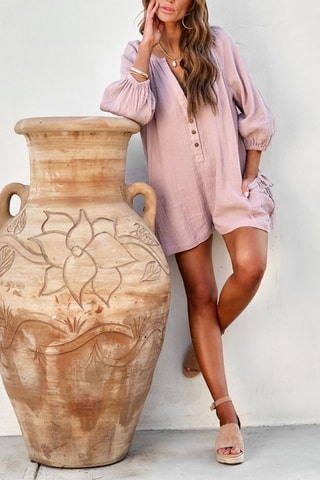 Vestido direito - Rosa-maquilhagem