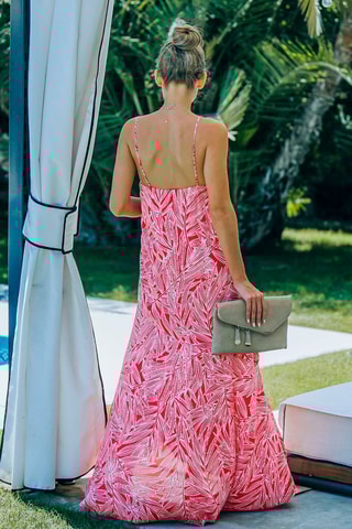 Vestido comprido Cru e vermelho