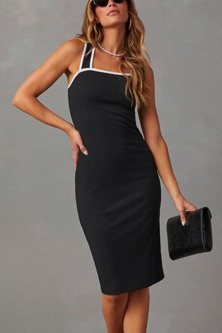 Vestido justo midi Preto