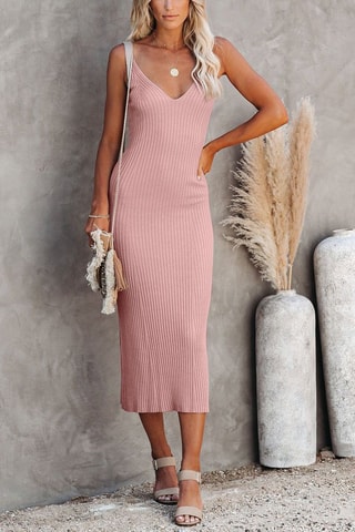 Vestido justo em lã - Rosa