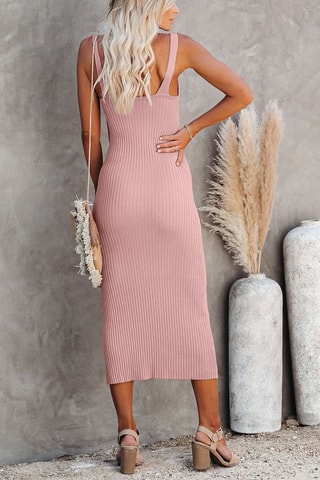 Vestido justo em lã - Rosa