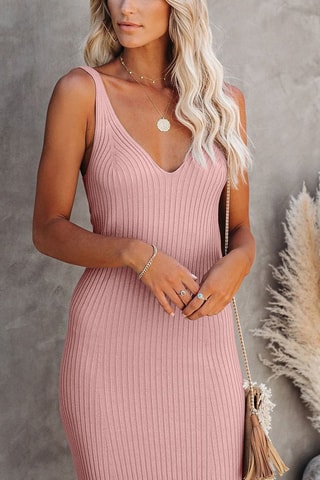 Vestido justo em lã - Rosa