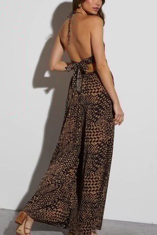 Vestido comprido - Castanho e preto