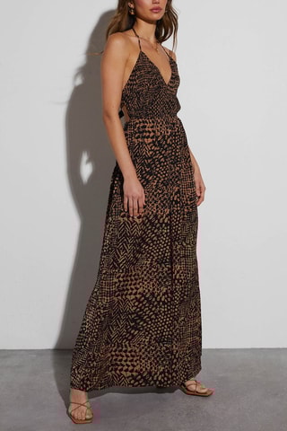 Vestido comprido - Castanho e preto