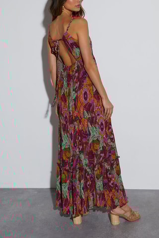 Vestido comprido - Verde e bordô