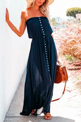 Vestido comprido Azul-marinho