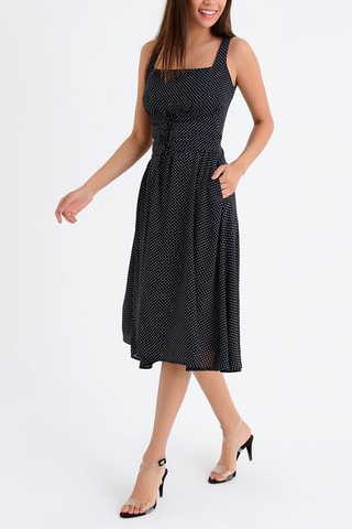 Vestido aos folhos Preto e branco
