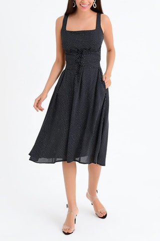 Vestido aos folhos Preto e branco