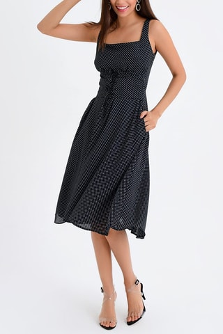Vestido aos folhos Preto e branco