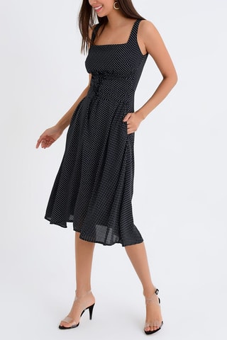 Vestido aos folhos Preto e branco