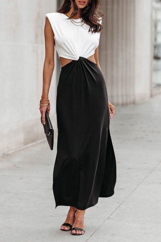Vestido comprido Cru e preto