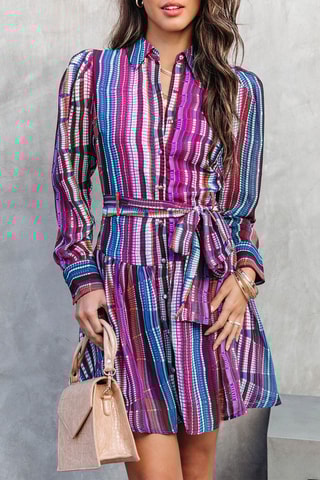 Vestido-camisa 
Azul e violeta